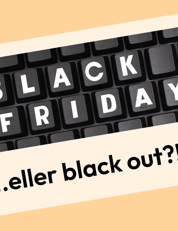 Tangentbord som säger "Black friday eller black out?"