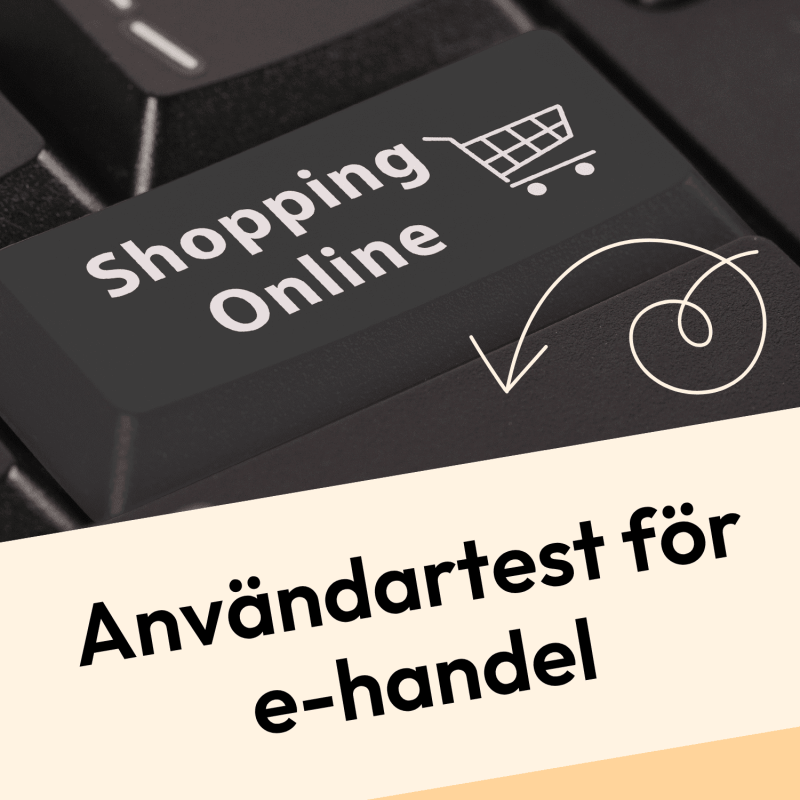 Tangentbord med en knapp som säger Shopping online. Text: Använtartest för e-handel.